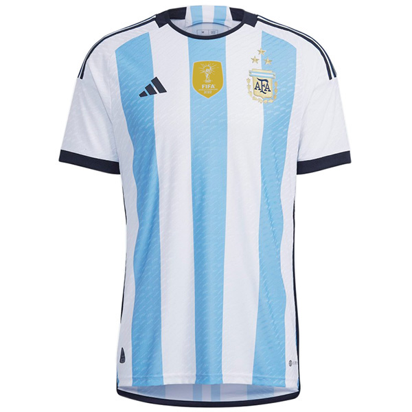 Argentina versione da giocatore della maglia da casa dell'campione della coppa del mondo 3 stelle uniforme da calcio prima maglia da calcio da uomo 2022-2023